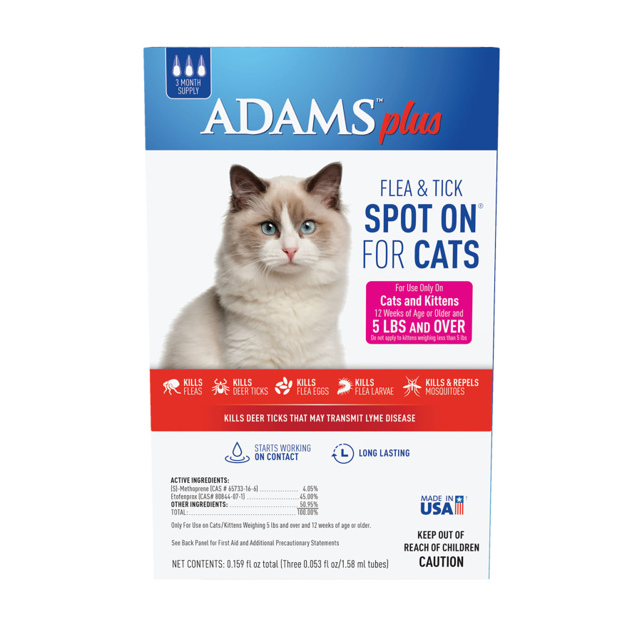 Adams Plus Flea & Tick Spot On for Cats & Kittens 24ea/Over 5 lb