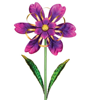 Regal Ribbon Flower Spinner Stake Purple 2ea/10 in